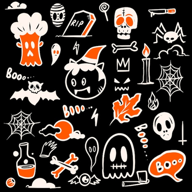 PSD il tema del design è una festa di halloween con elementi associati ad halloween