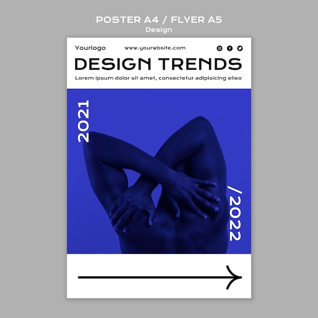 Modello di volantino e poster di tendenze di design