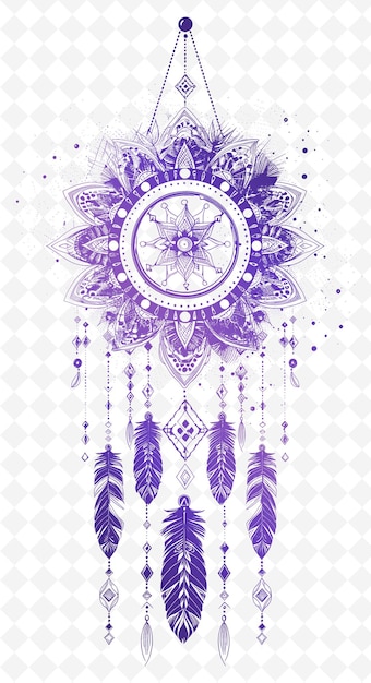 PSD a design with feathers and a circle of snowflakes