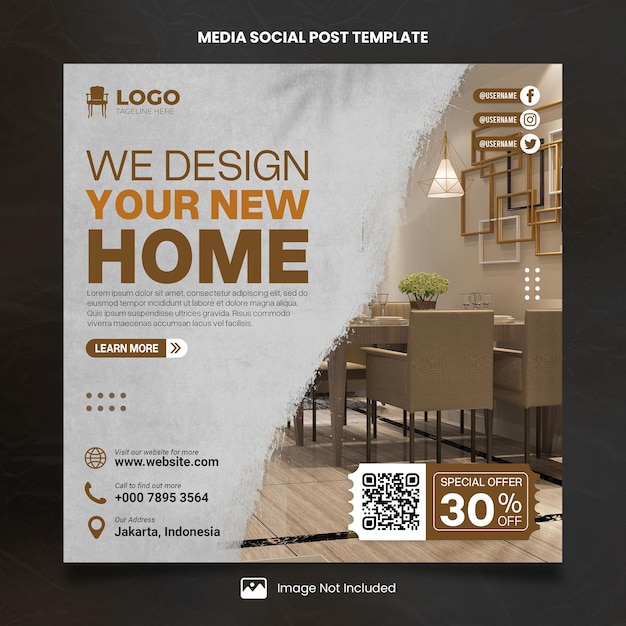 PSD design your home media social post template