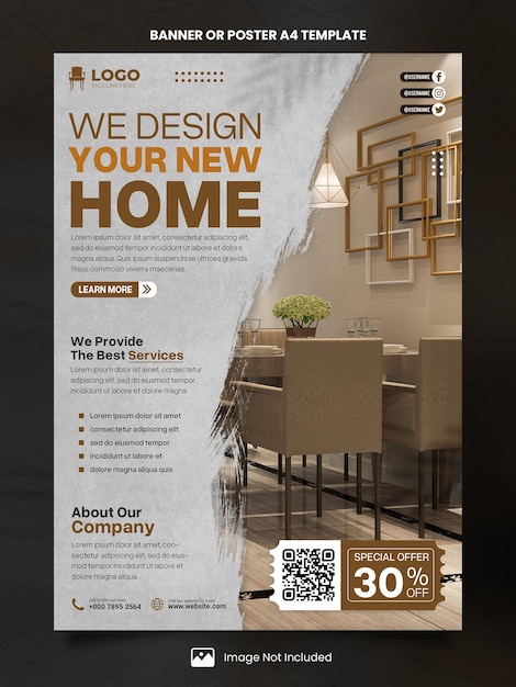 PSD design your home poster a4 or banner template