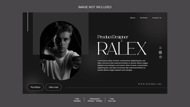 PSD designer portfolio banner in black