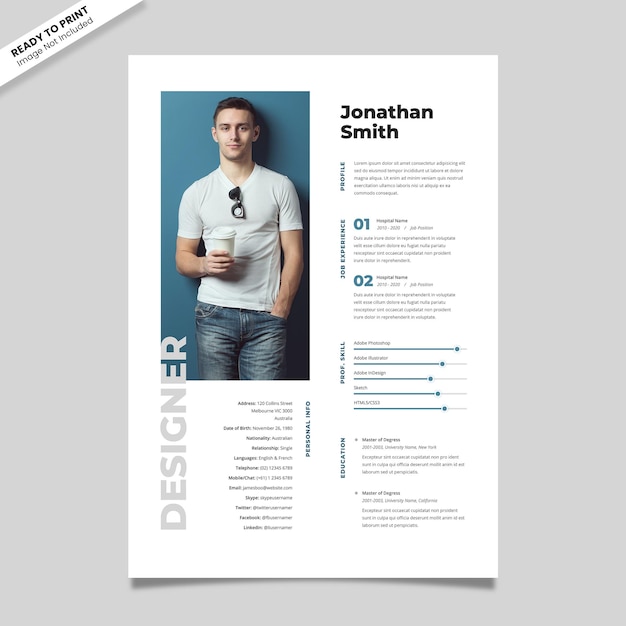 PSD designer resume template