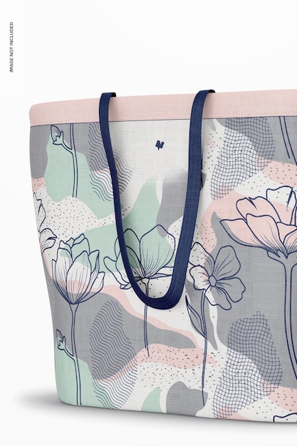 Designer shopping bag mockup, close up