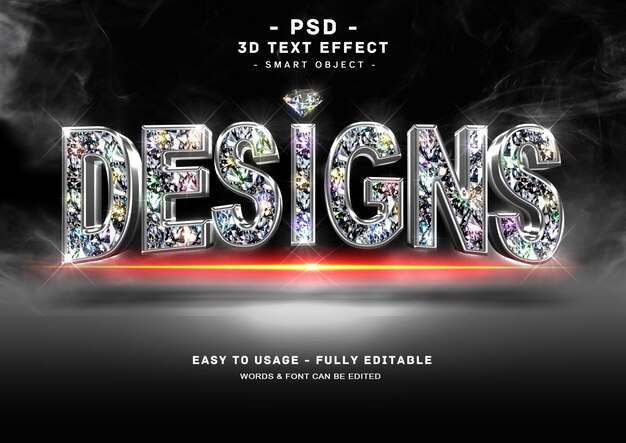 PSD 디자인 3d 검은 다이아몬드 텍스트 스타일 효과