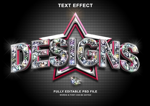 PSD 3d 블랙 다이아몬드 텍스트 스타일 효과 디자인
