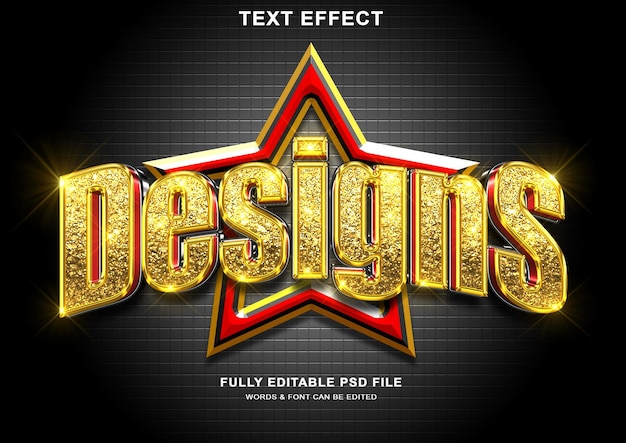 PSD designs 3d golden glitter text style effect