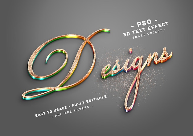 PSD designs 3d orange glitter text effect oblique style