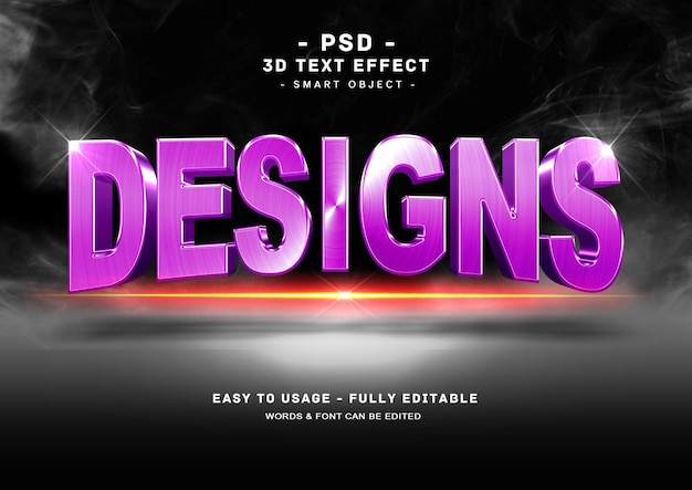 PSD 3d 보라색 텍스트 스타일 효과 디자인