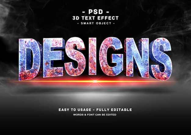 Designs 3d rusted text style effect