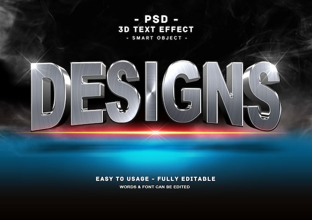 Designs 3d silver text style effect