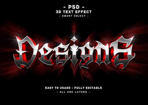 Designs text effect 3d black style