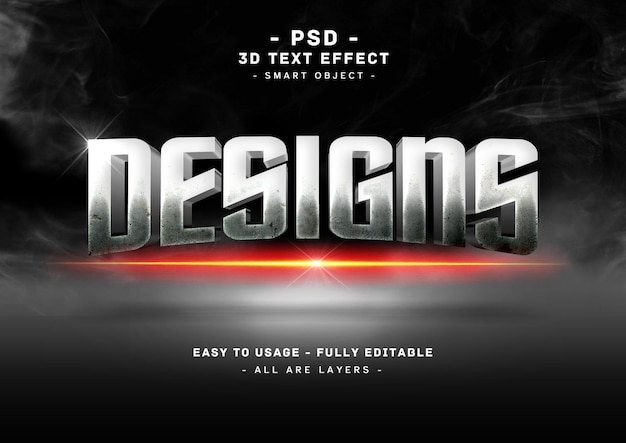 designs text effect 3d stone style