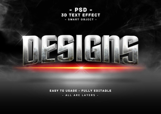 designs text effect 3d stone style