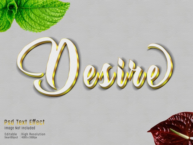 Desire editable 3d text effect