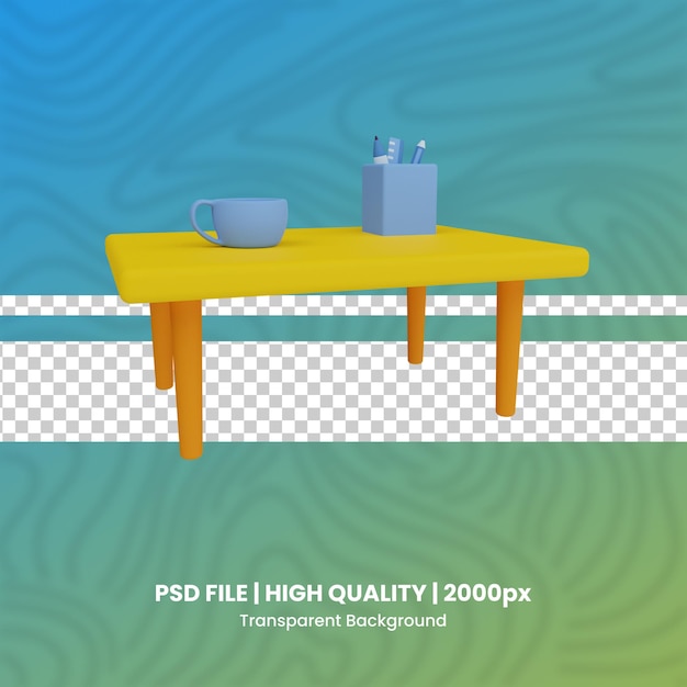 PSD desk 3d render graphic design 3d render set psd file transparent background