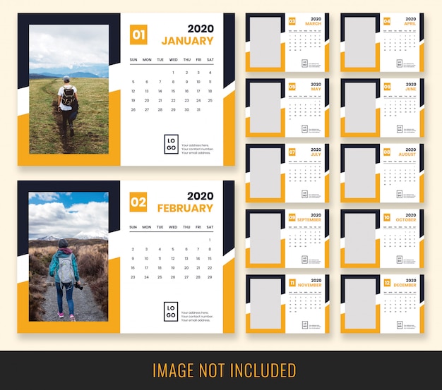 PSD desk calendar 2020 design