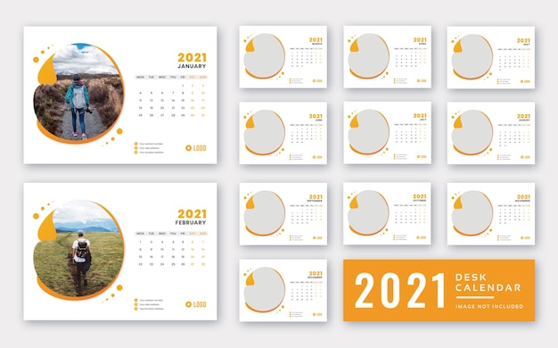 PSD desk calendar 2021 print ready template