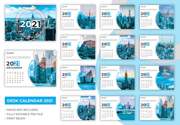 PSD desk calendar 2021 template