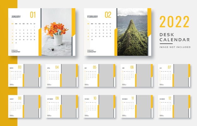 Desk calendar 2022 print ready template