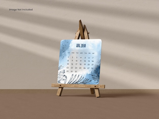 Desk Calendar on a Kraft Cardboard Stand Mockup
