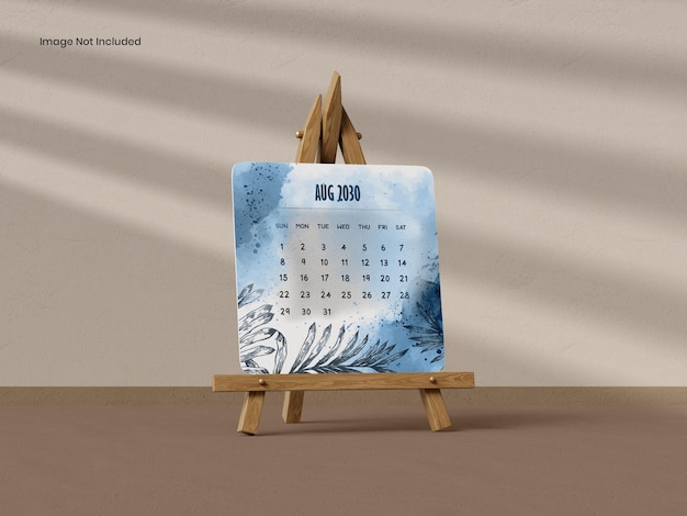 Desk Calendar on a Kraft Cardboard Stand Mockup
