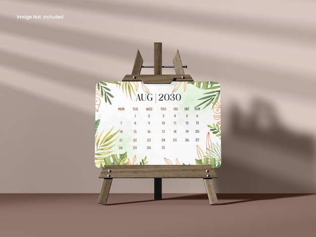 Desk Calendar on a Kraft Cardboard Stand Mockup