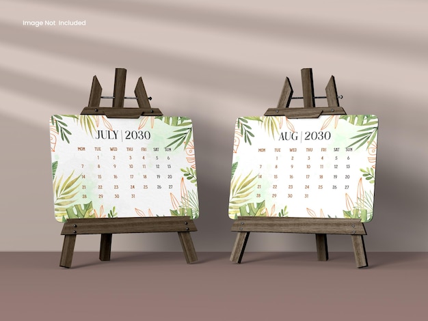 Desk Calendar on a Kraft Cardboard Stand Mockup