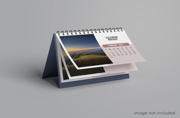 Desk calendar mockup design isolated