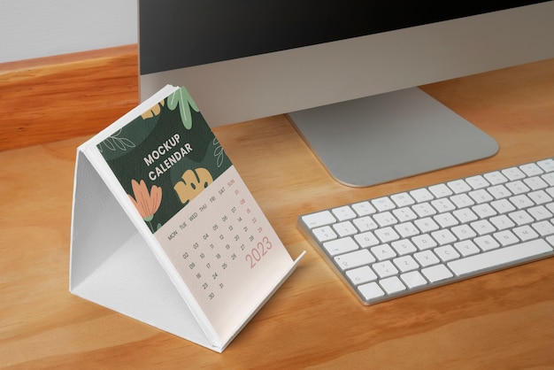 PSD desk calendar mockup design