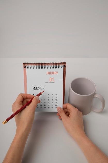 PSD desk calendar mockup design