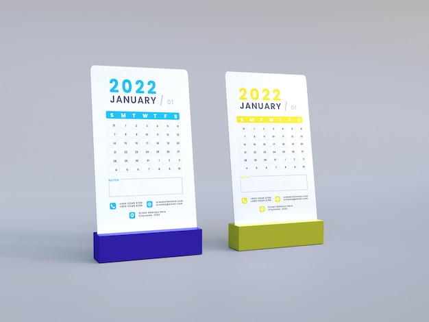 Desk calendar mockup front view