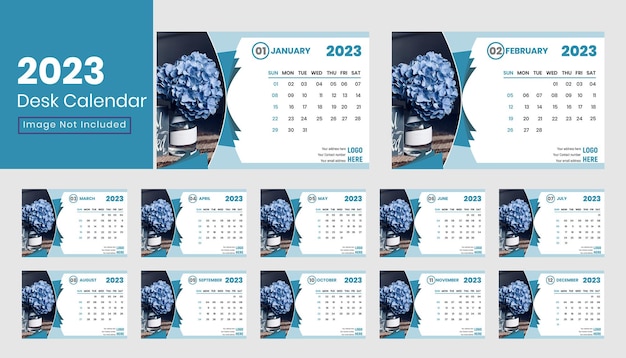 PSD modello di calendario da tavolo per il 2023