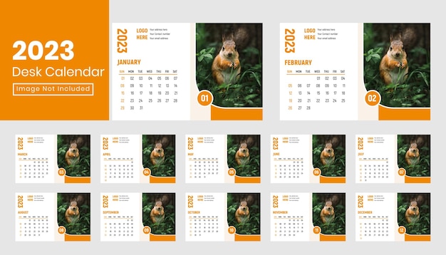 PSD desk calendar template for 2023