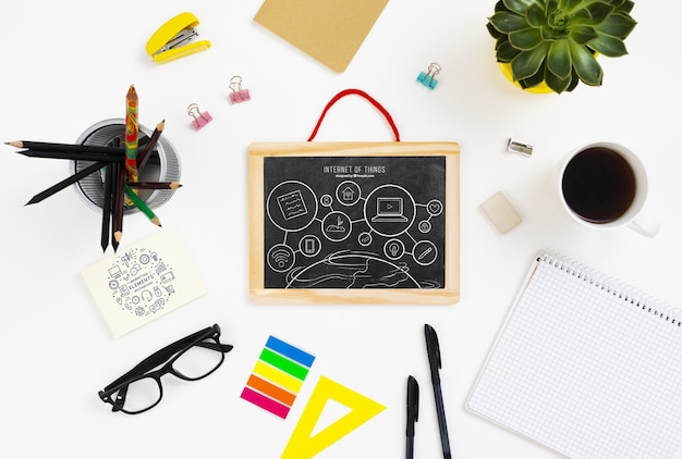 Desk concept with chalkboard