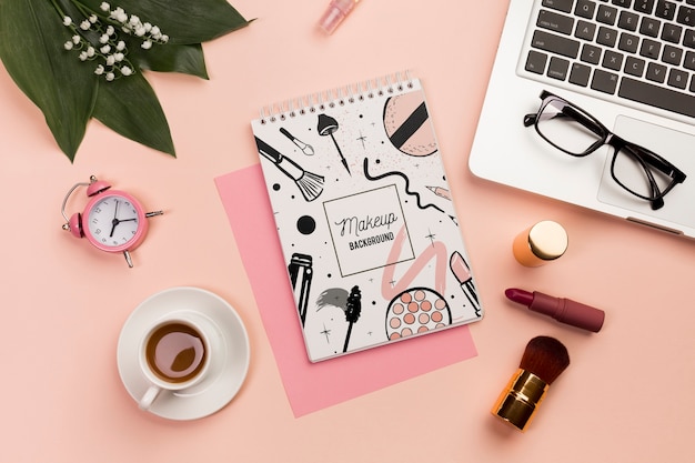 desk concept with coffee mock-up
