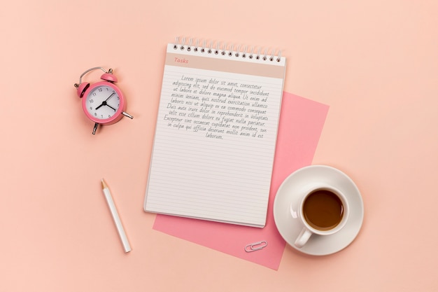 Desk concept with coffee mock-up