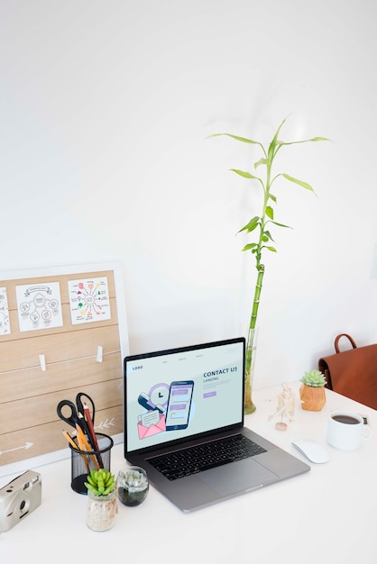 PSD desk concept with laptop