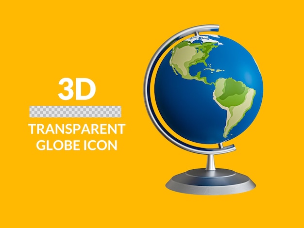 Desk globe cute 3d icon with transparent icon