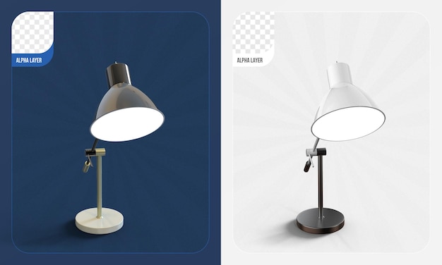 PSD desk lamp 3d rendering isolated