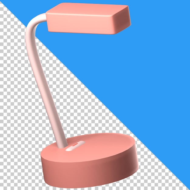 Una lampada da scrivania con base rosa e sfondo blu.