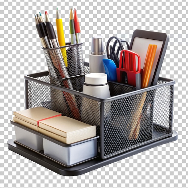 Desk organizer on transparent background