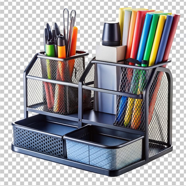 PSD desk organizer on transparent background