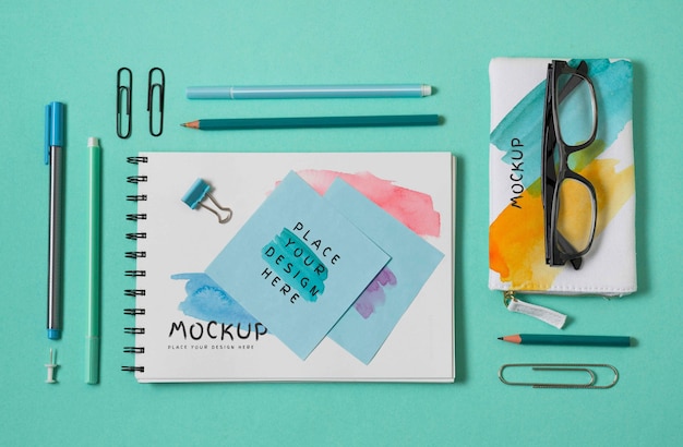 Desk stationary mockup design