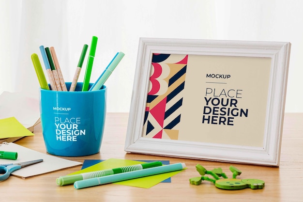 PSD desk stationary mockup design