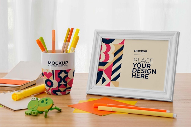 PSD desk stationary mockup design