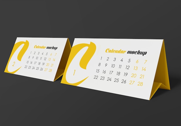 Mockup di calendario tenda da scrivania