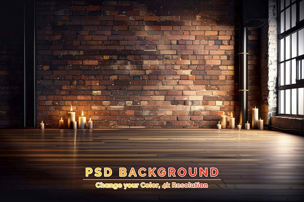 PSD desk and wall with lamps