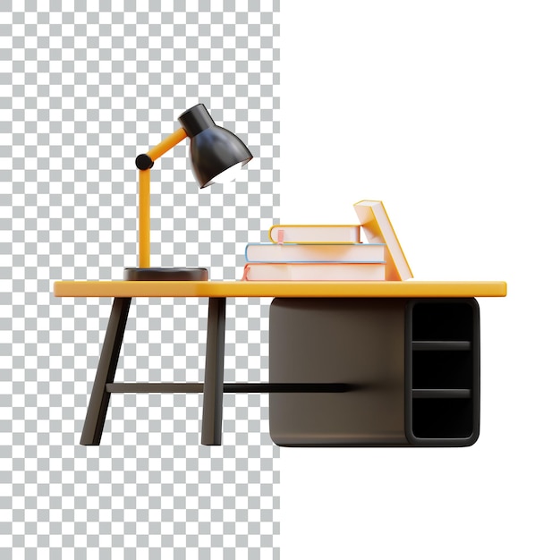 PSD a desk with a desk lamp and a desk lamp 3d icon render asset design 3d icon illustration