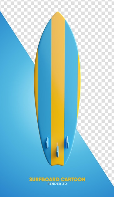 Deska surfingowa kreskówka renderowania 3d na białym tle
